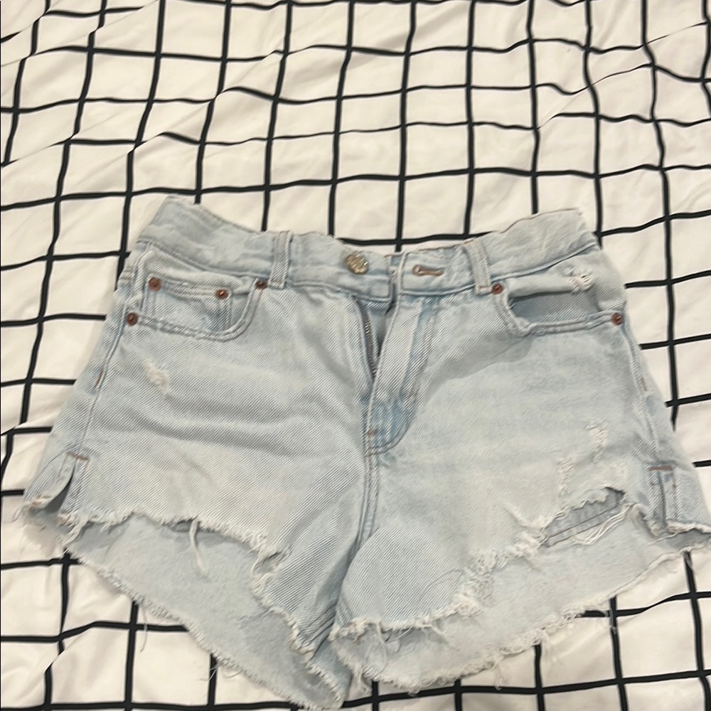Light Blue Distressed Denim Shorts